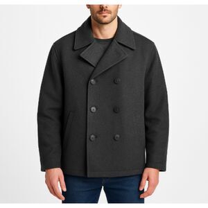 J.Crew Men’s Wool Blend Peacoat Jacket M Gray Double Breasted Classic Coat